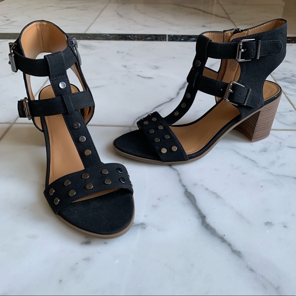 studded strappy block heels